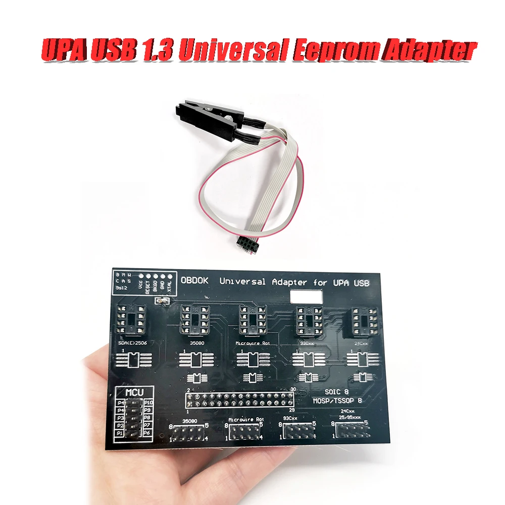 

UPA USB V1.3 Universal Eeprom Adapter 8 Soic Clip Cable For UPA ECU Programmer S I2C/SPI Microwire Eeprom Programming Adapter