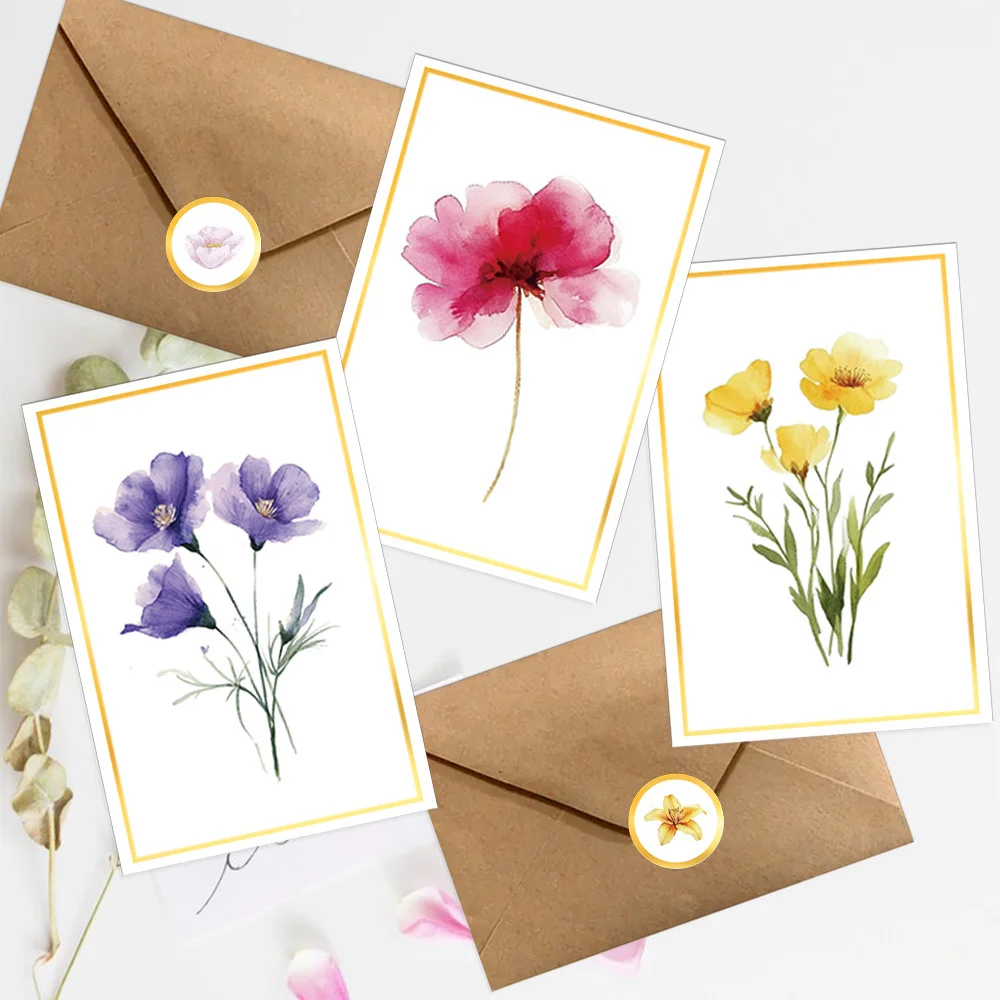 6/12 Pack Blank Greet Cards, Elegant Gold Foil Blank Note Cards with Envelopes, Blank Greeting Cards, Perfect  For All Occasions