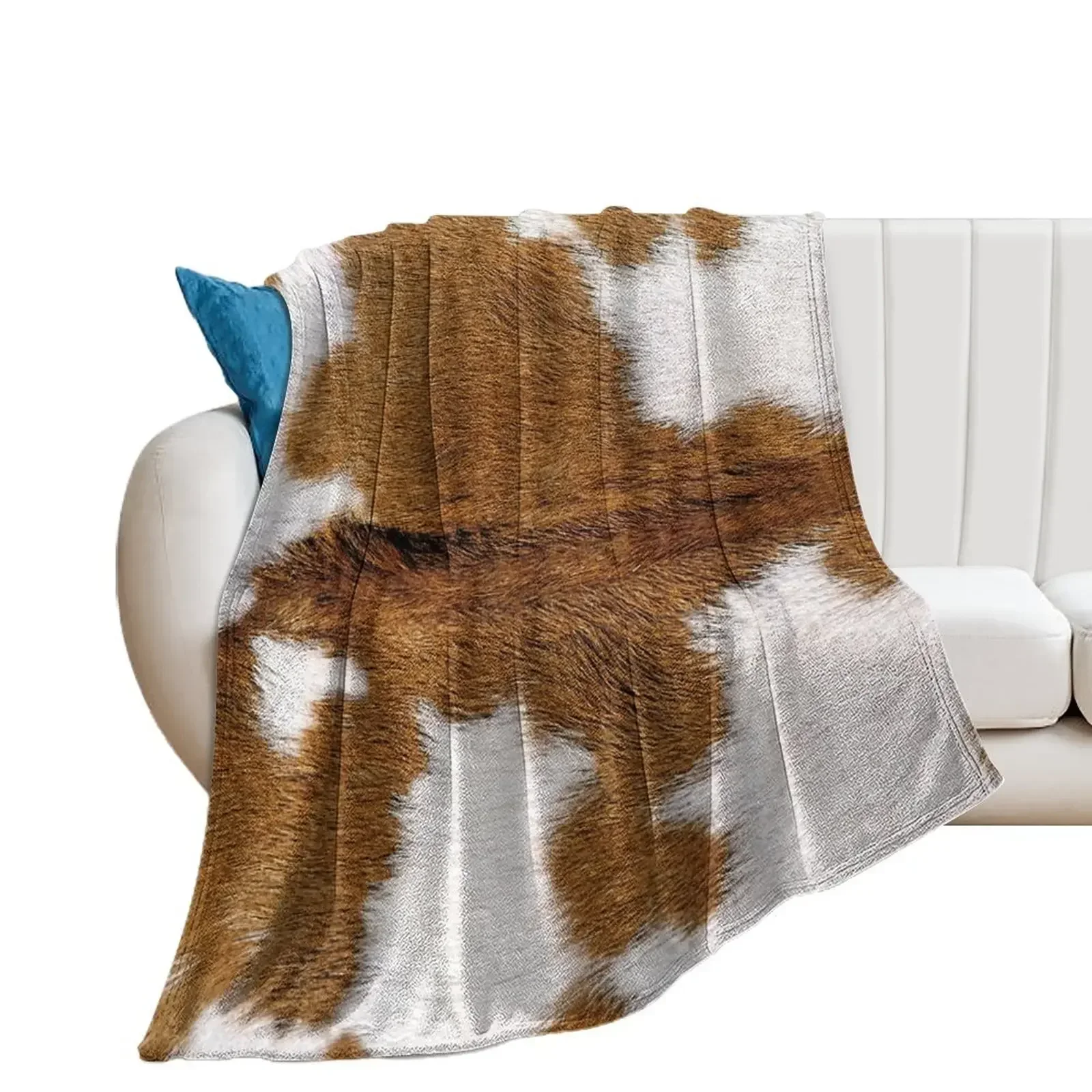 

Cow Hide Brown & White Throw Blanket Custom Blankets For Bed Thermals For Travel Stuffeds Blankets