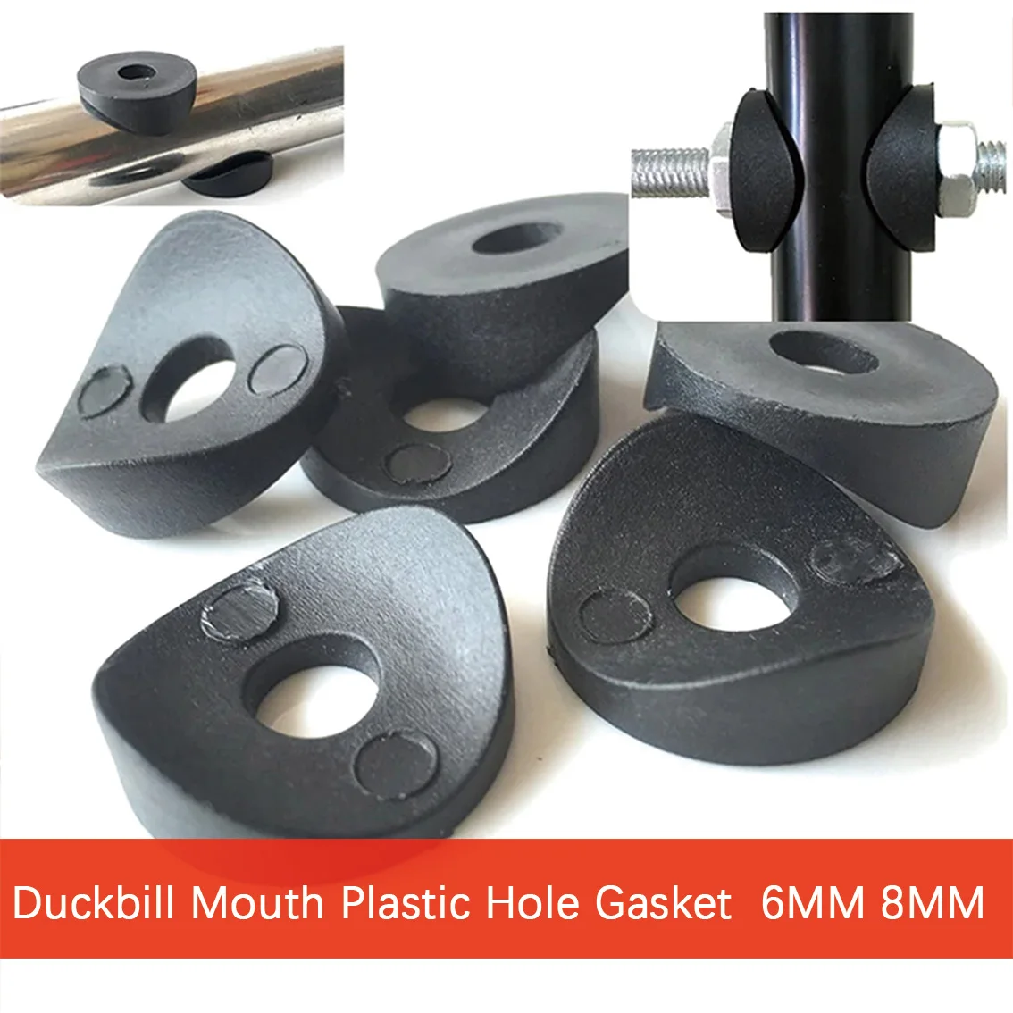 Hole Dia 8mm 6mm Duckbill Mouth Gasket Hollow Joint Circular Tube Chair Fastening Gasket Piece Plastic Duckbill Curved Gasket