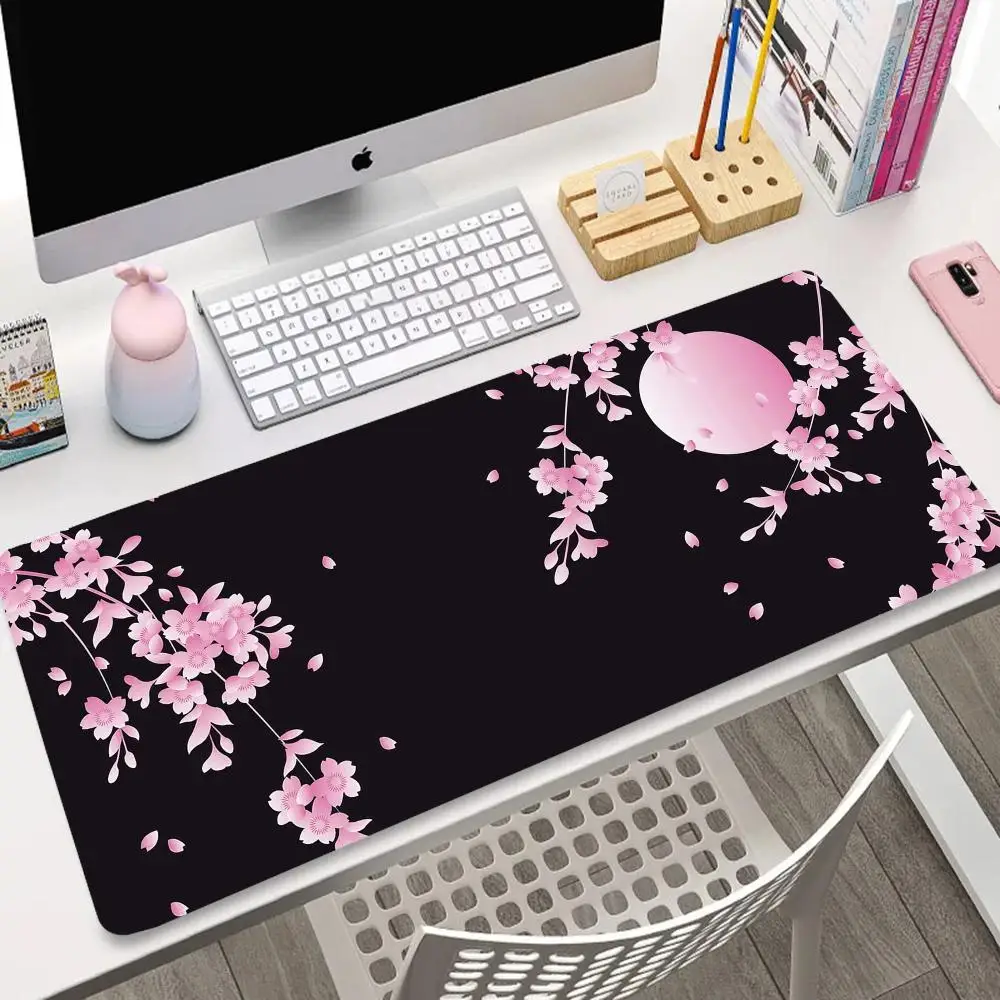 

Pink series cherry blossom and moonlight pattern mouse pads, HD printed rubber, washable, high-quality computer accessories
