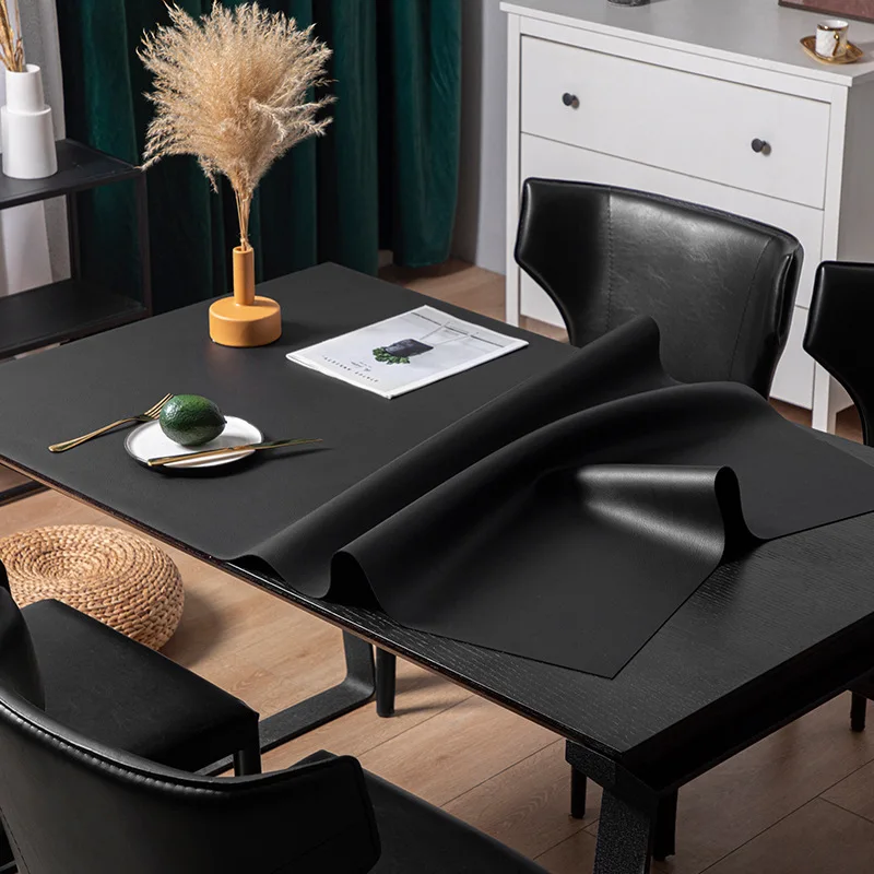 Rectangular Table Cloth Pu Leather Desk Mat Silicone Cover Anti-dirty Waterproof Tablecloth for Bar Protectors