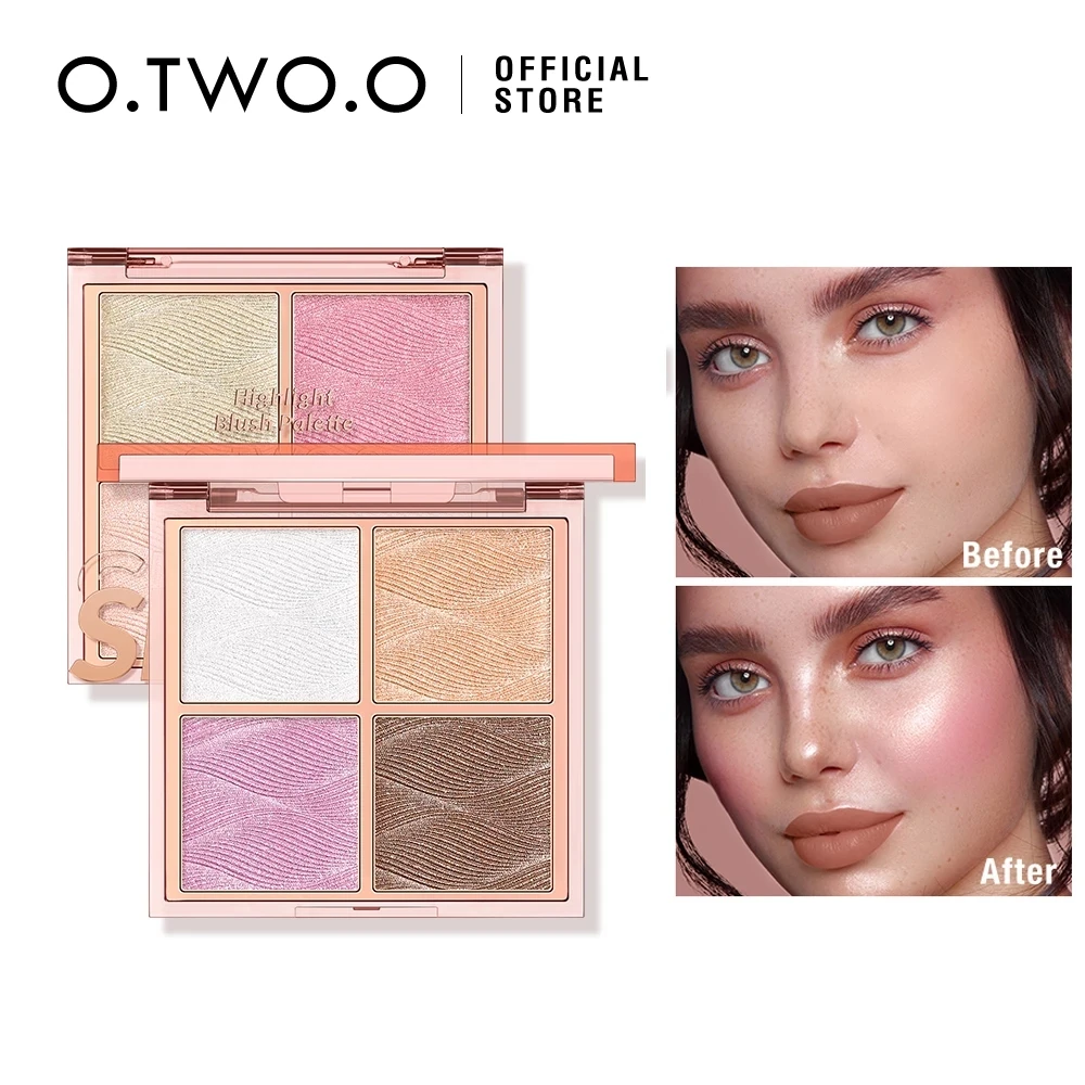 

O.TWO.O 4 Colors Glitter Brighten Makeup Shimmer Illuminator Highlighter for Makeup Highlighter Palette Contour Blush Powder 045