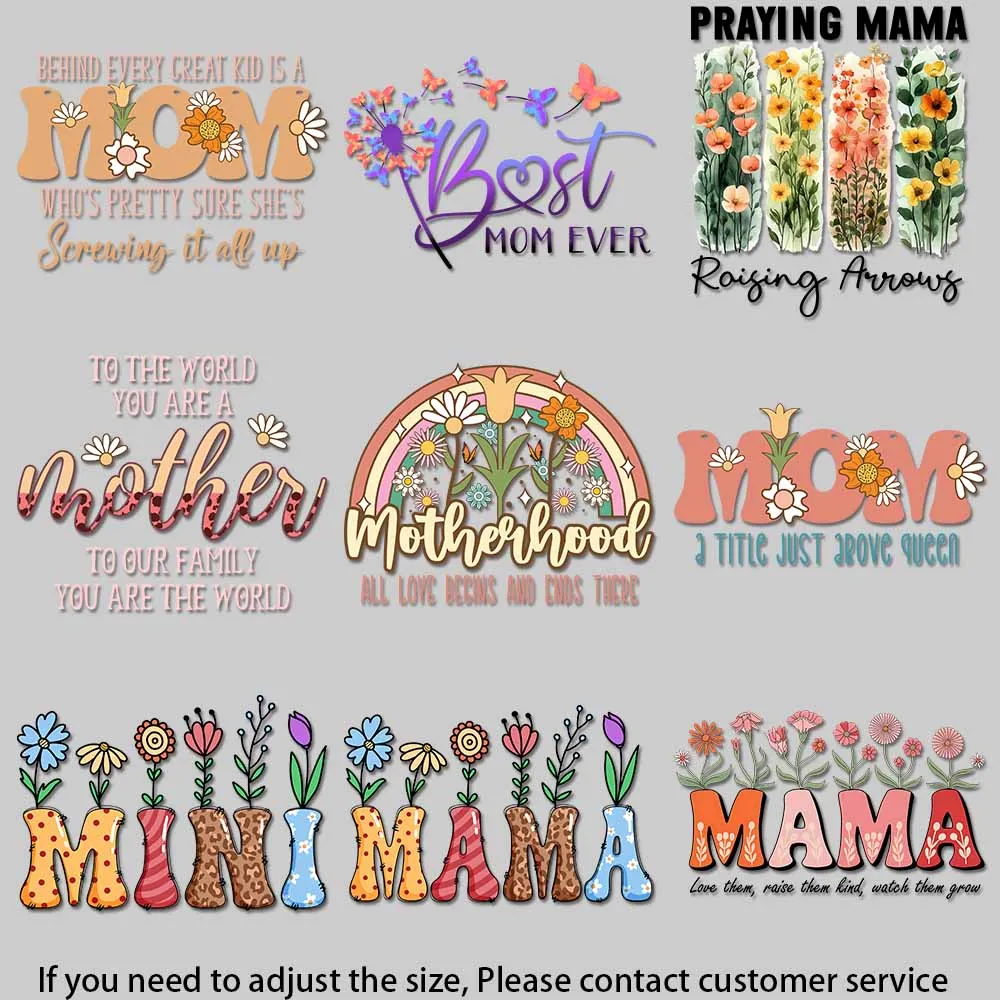 Floral heart mom love quote art Mother's Day specific heat transfer printing Applique for Cloth Easy to Use DIY Craft