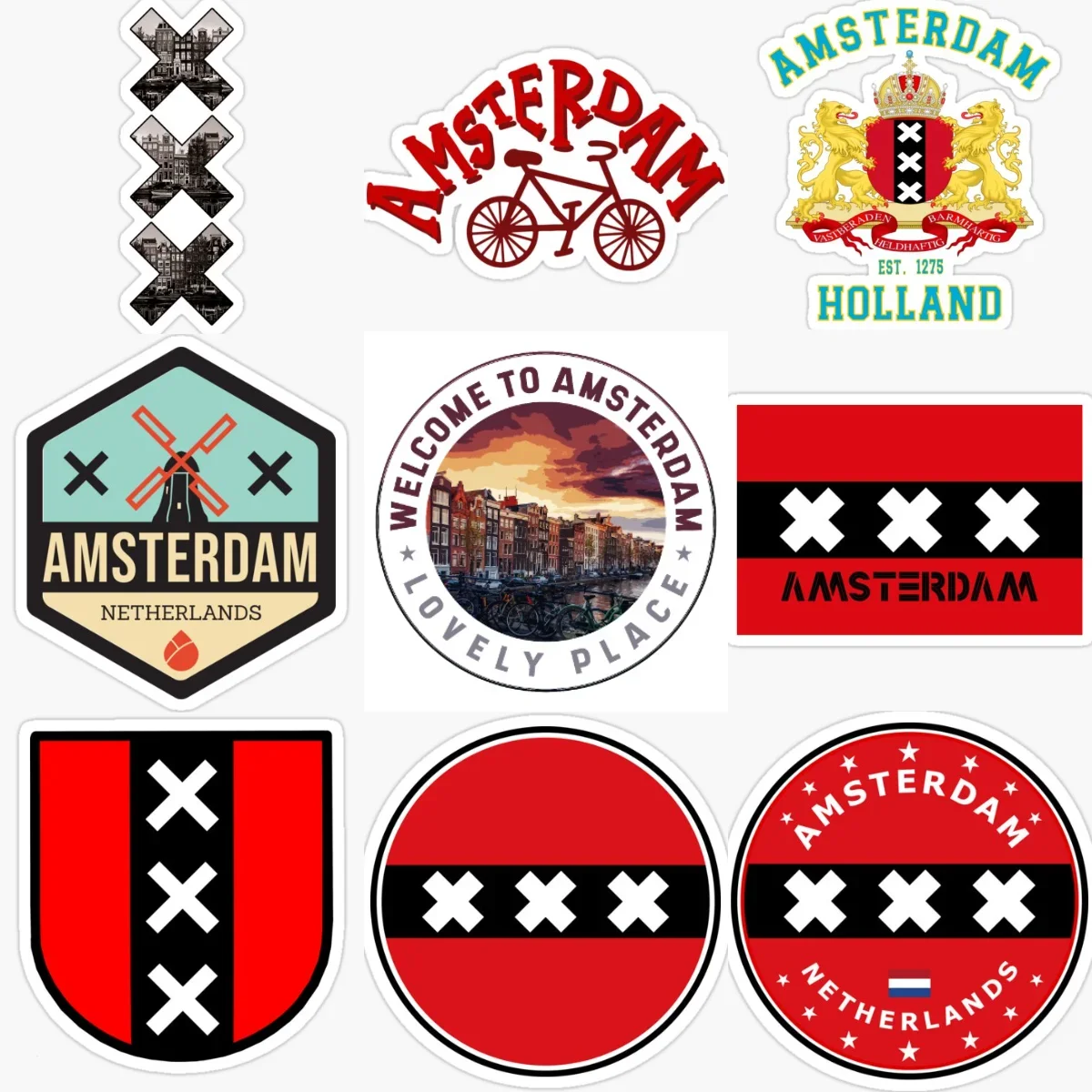 Amsterdam Flag Emblem Creative Car Stickers for Car Motorcycle Helmet Window Fridge Wall Table Decoration Accessories