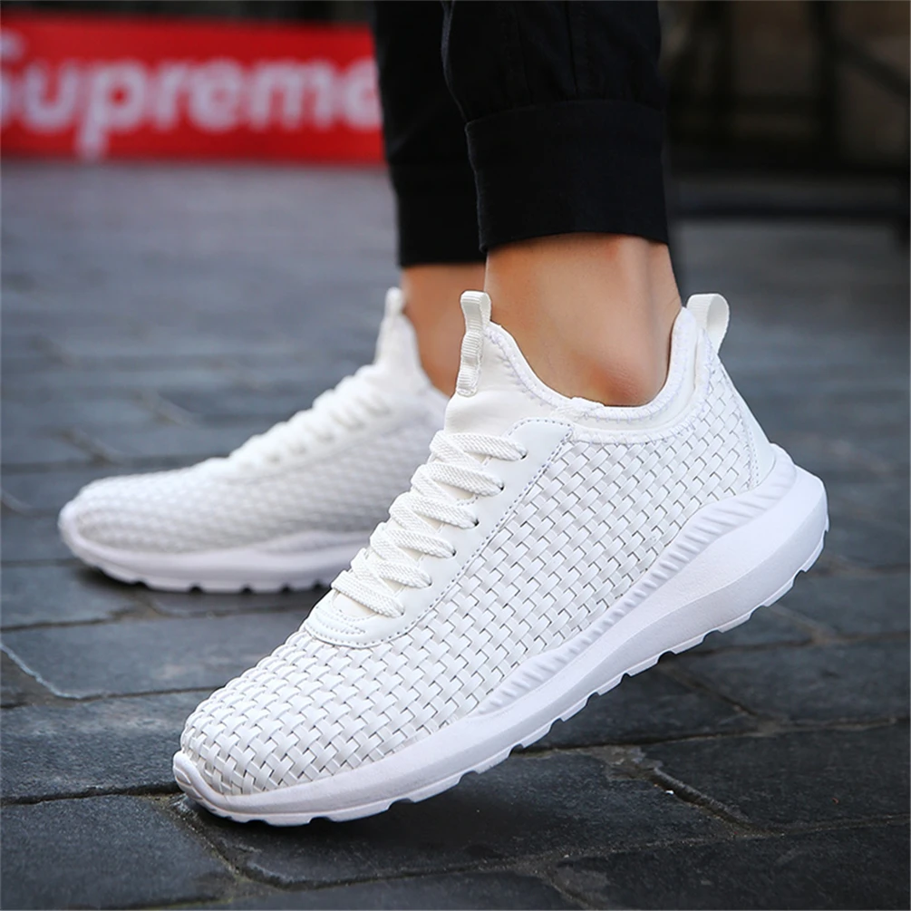 Neue Atmungsaktive Männer Casual Schuhe Woven Schuhe Weiche bequeme Turnschuhe Mode Dicken boden Männer Adulte Chaussures pour hommes