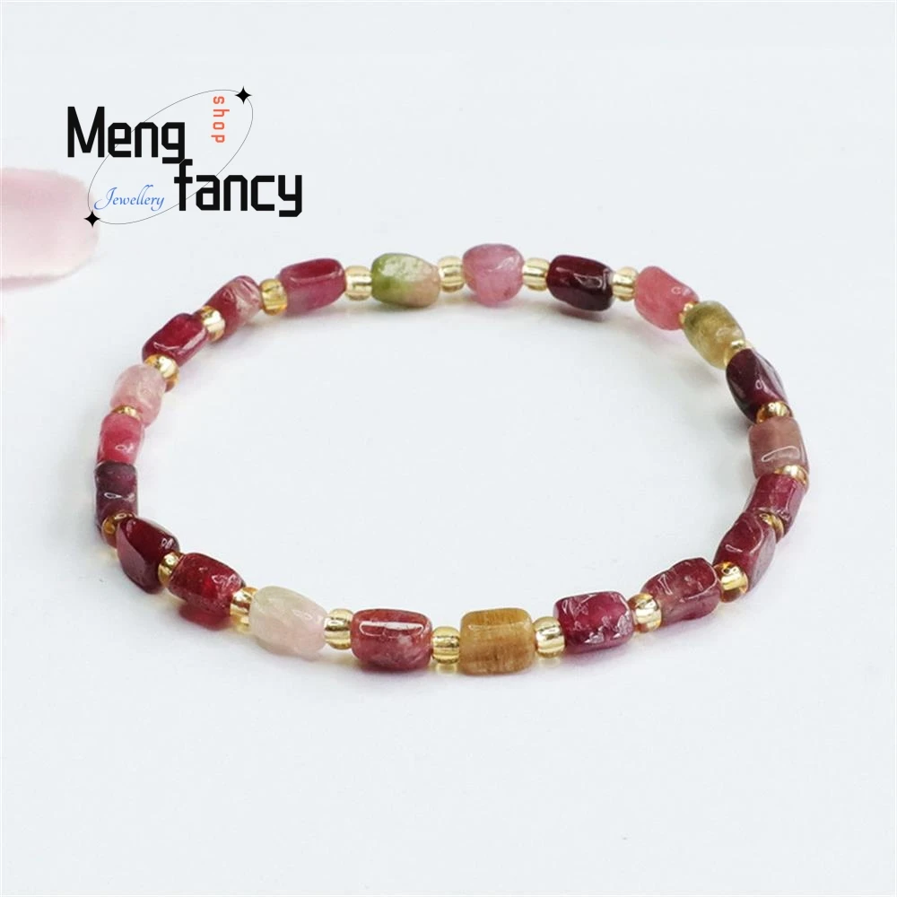 

Natural Tourmaline With Shape String Raw Stone Exquisite Elegant Simple High-grade Bracelet Crystal Coloured Fashion Jewellery