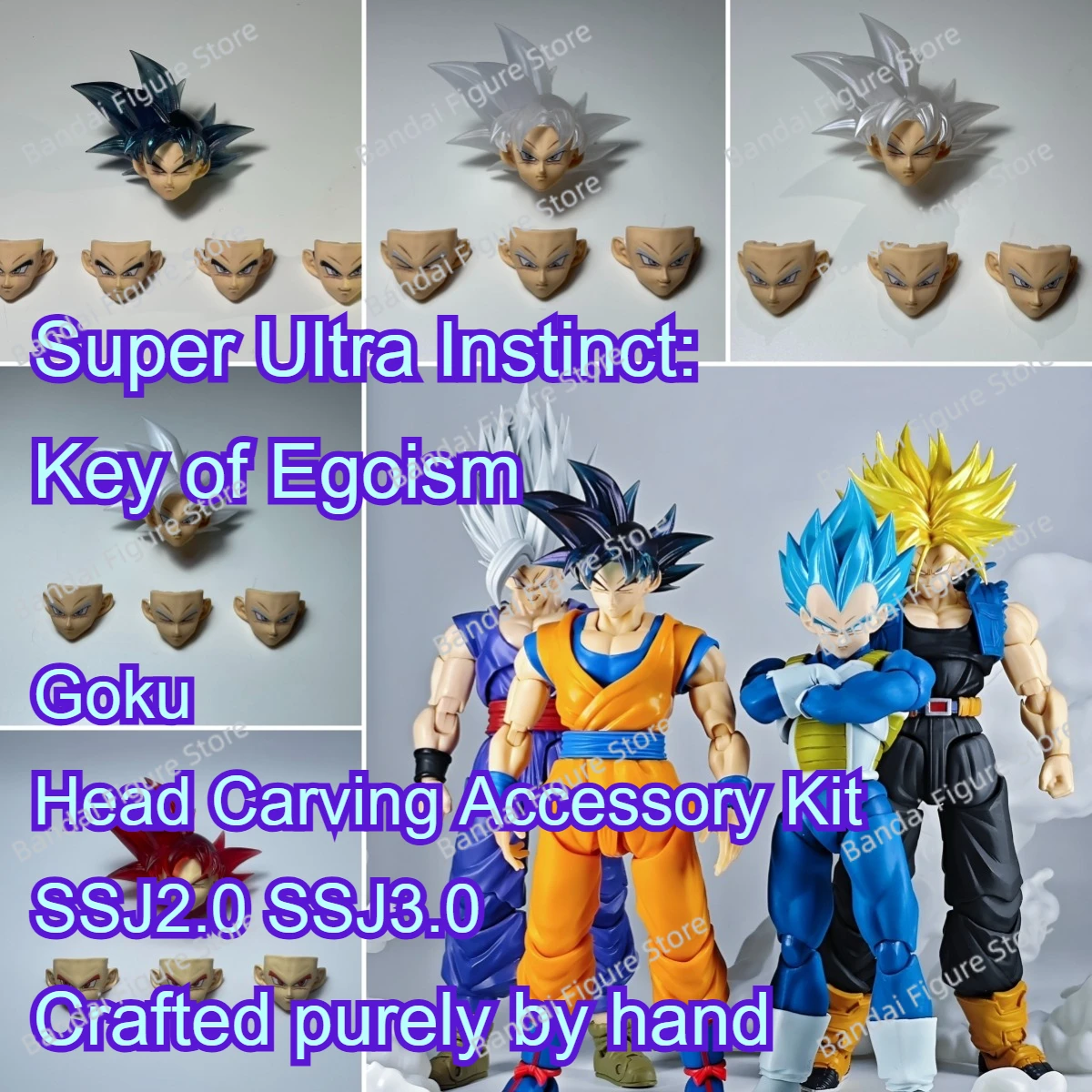 متوفر في المخزون SHF لعبة دراغون بول سوبر الترا غريزة: مفتاح الأناية جوكو SSJ2.0 KO TK مجموعة ملحقات نحت الرأس شخصية أنيمي
