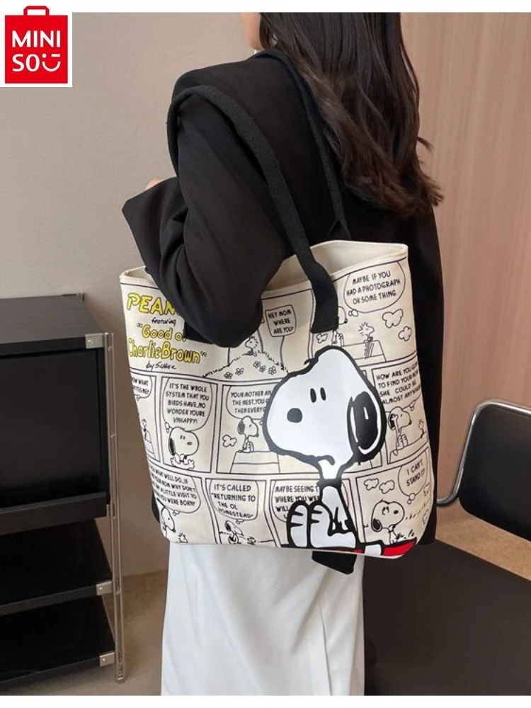 MINISO-Sac en toile de grande capacité, sac à main SnoAmendments de dessin animé, sac fourre-tout polyvalent One Initiated, nouveau, 2024