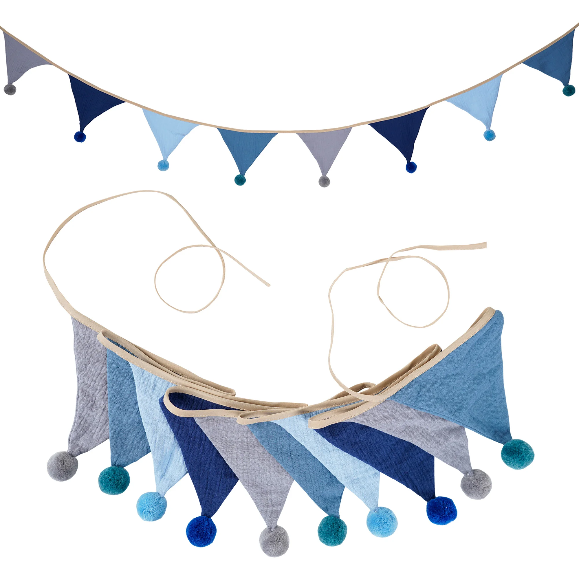 2,6 m/8,5 ft Kindergarten Stoff Bunting 10 Dreieck Wimpel Flaggen mit Kugeln Party Decor Banner Home Baby Dusche Karneval Girlande – Detail 14