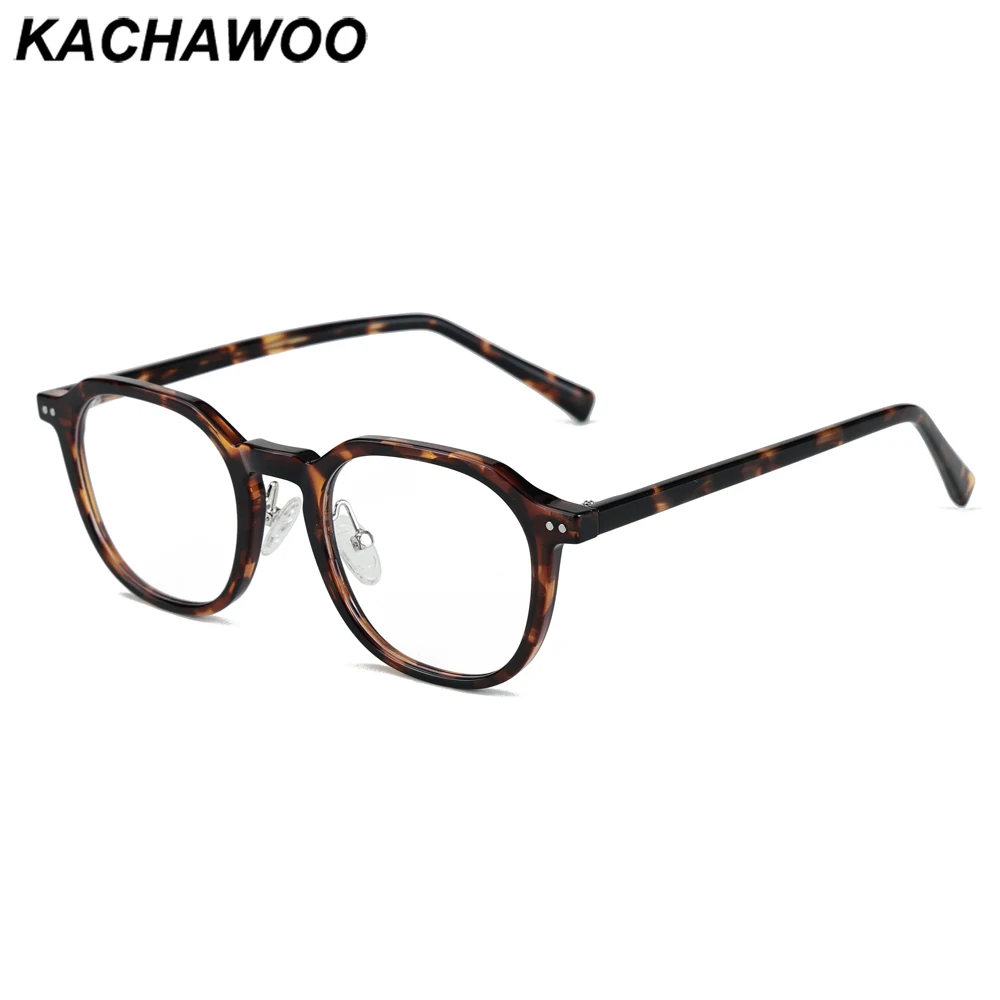 Kachawoo Female Anti Blue Light Glasses Fashion Style TR90 Frame Acetate Square Glasses Frame Male Decoration Leopard Black