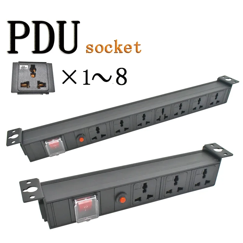 

C14 port PDU power strip Network cabinet rack 1-8 Unit 10A Universal socket with overload protection wireless