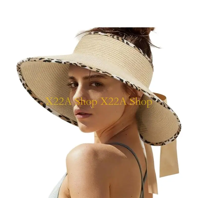 Unique Oversized Open Top Sun Hat Wide Brimmed Straw Hat For Women Cycling Walking Wear