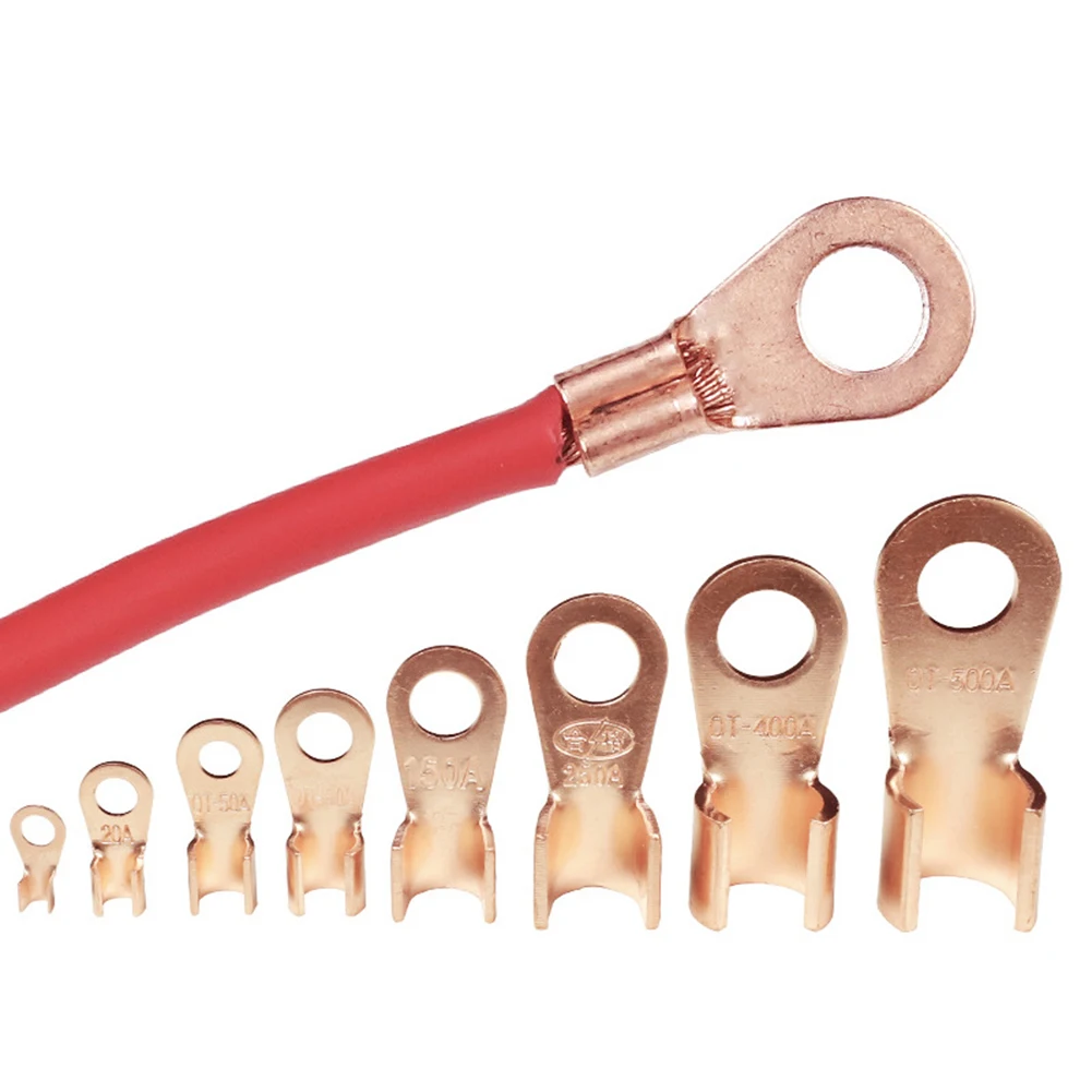 70PCS Crimp Connectors Open-End Copper Ring Lug Crimp Connector Terminal OT-10A To OT-50A For Battery Cable/Electrical Wiring