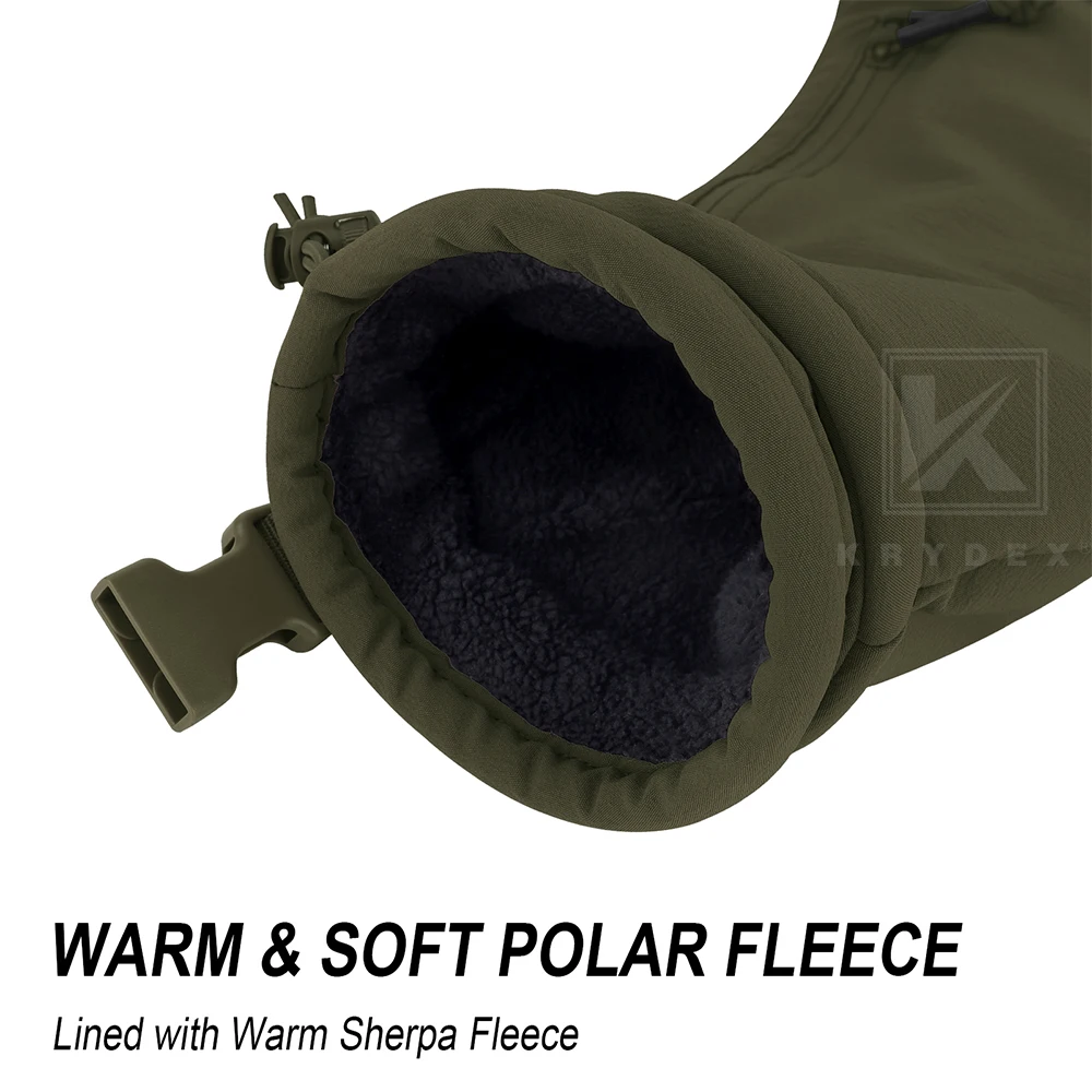 KRYDEX Tactical Hand Warmer Pouch Muff Sherpa Fleece Lined Water-Resist Vest Drop Hanger Warmer Pouch for Outdoor Winter Camping