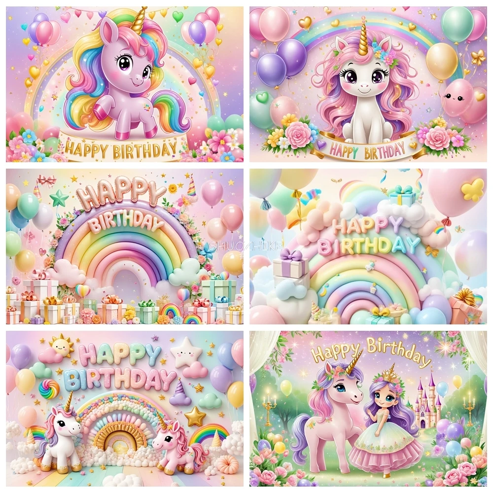 

Rainbow Unicorn Mermaid Photography Backdrops Baby Birthday Party Decoration Photocall Background Girl Boy Photobooth