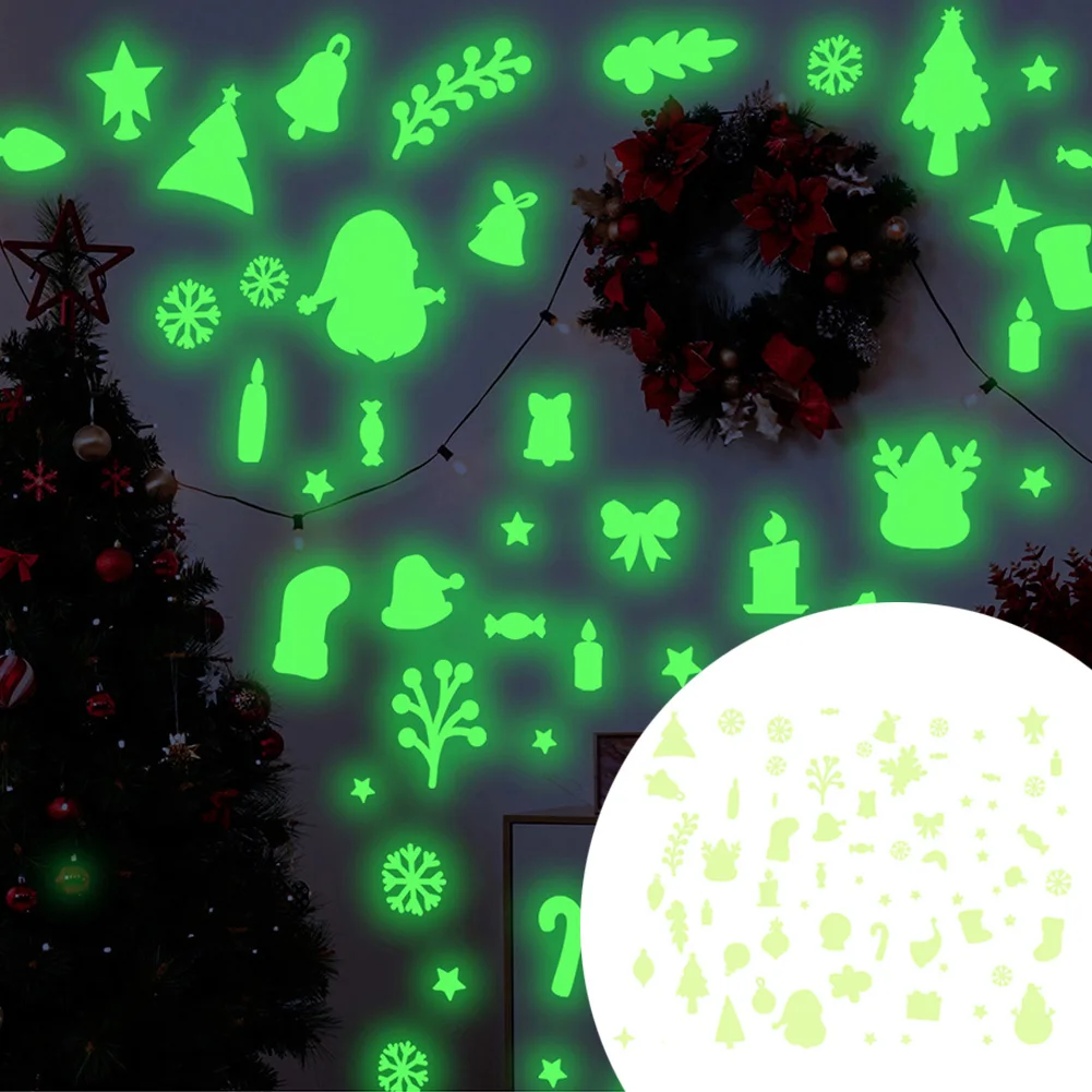 Festive Wall Decorations Luminous Christmas Wall Stickers Christmas Party Decoration As Shown Effortless Installation