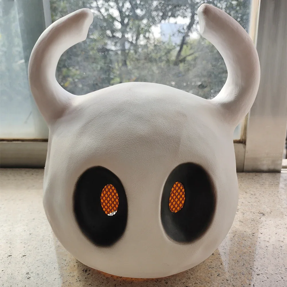 Pure white latex hollow knight mask two cornered game mask Halloween role-playing costume props