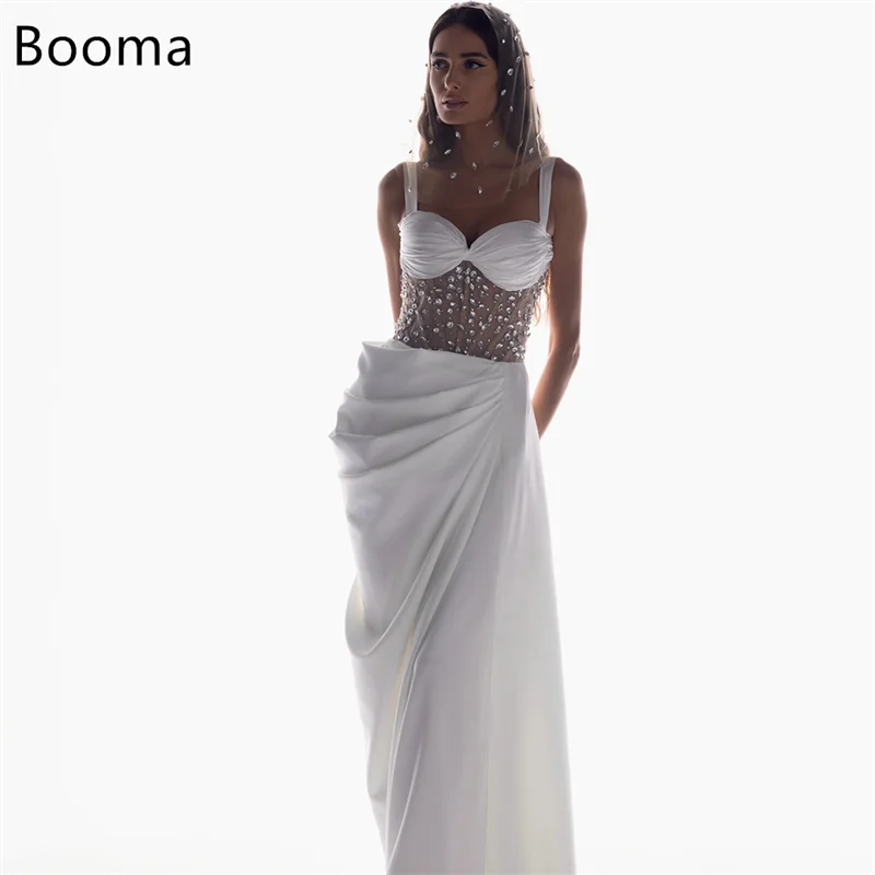 

Booma Mermaid Spaghetti Strap Crystal Corset Elegant Wedding Dresses Sleeveless Simple Long Brides Gown Custom Made 2025