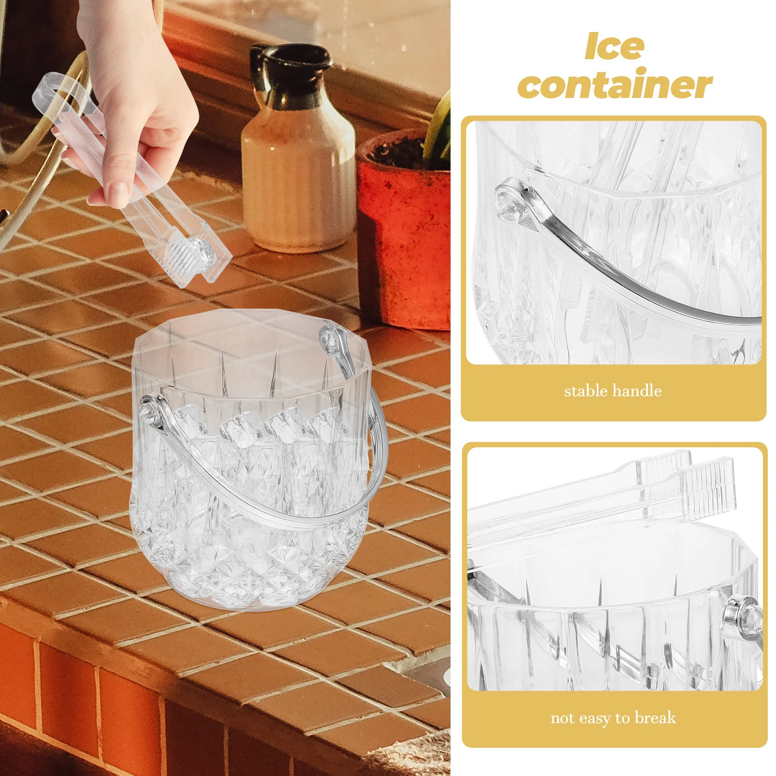 1 مجموعة دلو الثلج متعدد الوظائف مع مشبك مكعبات الثلج سميكة سعة كبيرة البلاستيك المحمولة تخزين برميل دلو عملي #1