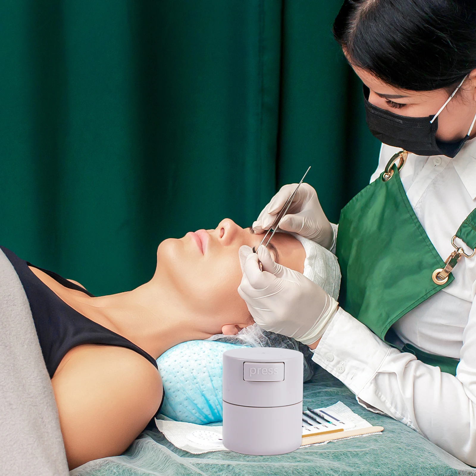 1 قطعة صندوق تخزين غراء الرموش سعة كبيرة حافظة مقاومة للماء للحفاظ على اللصق حاوية محمولة مناسبة للسفر باللون الرمادي #5