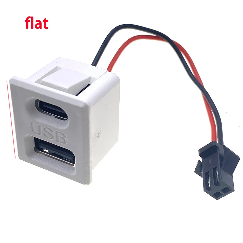 Base hembra USB de doble capa de gran corriente, enchufe tipo c, toma de corriente para carga de lámpara USB hembra con conector de cable