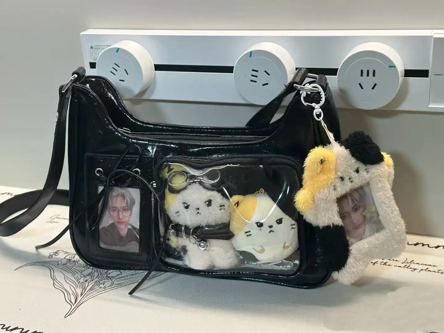 SS Y2k Harajuku حقيبة كتف المرأة الكورية شفافة Ita حقيبة المدرسة حقيبة كروسبودي الإناث اليابانية مصمم Preppy حقيبة يد محفظة #3