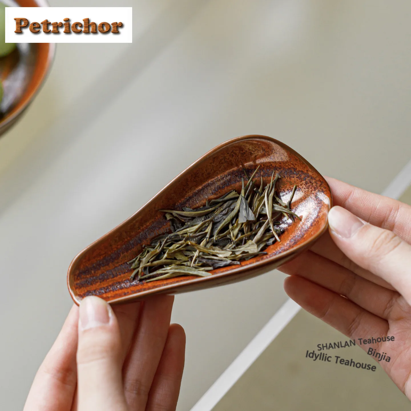 

Чайная лопатка-шайхэ из фарфора Jun с лотосовым узором, винтажная, для чайных листьев, зеленая, для ча-церемонии, изделия ручной работы