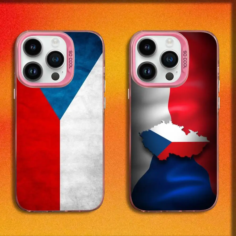 

Czech Republic Flag Phone Case For iPhone 17,16,15,14,13,12,11,Pro,Max,Plus,E,SE4,Air,Mini Pink IMD Box