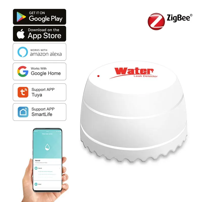 TUYA Zigbee Water Leak Detector Water Flood Sensor Smart Life APP Remote Monitoring Flood Alert Overflow Security On Site Alarm