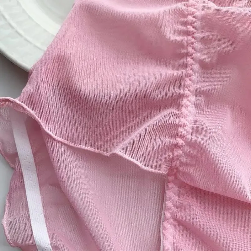 Pink Women Girls Princess Style Panties Big Size Chiffon Cute Kawayi Bow Ruffle Soft Briefs Cosplay 100kg Can Wear Underwear view 6