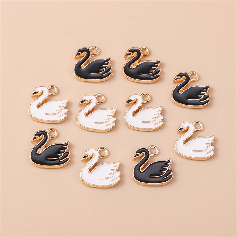 

20pcs 14x14mm Cute Enamel Animal Swan Charms Pendants for Jewelry Making Necklaces Earrings Bracelets Accessories DIY Craft Gift