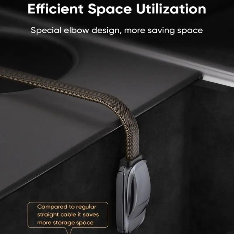 Highly Speed 240W L Shpe USB C Charging Cable 480mbps Data Cord Reinforced With Aluminum Alloy And Nylon Braid Wire 83CF