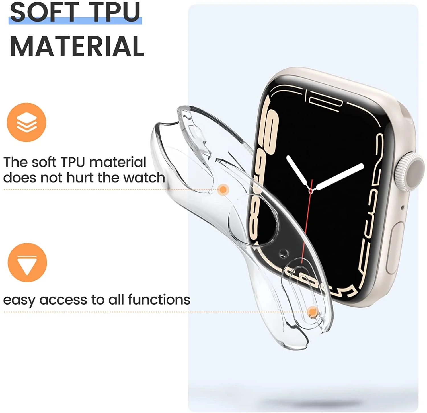Cover for Apple watch case 44mm 40mm 42mm 38mm All-around TPU Clear Protector Bumper Apple watch series 6 se 5 4 3 7 8 45mm 41mm
