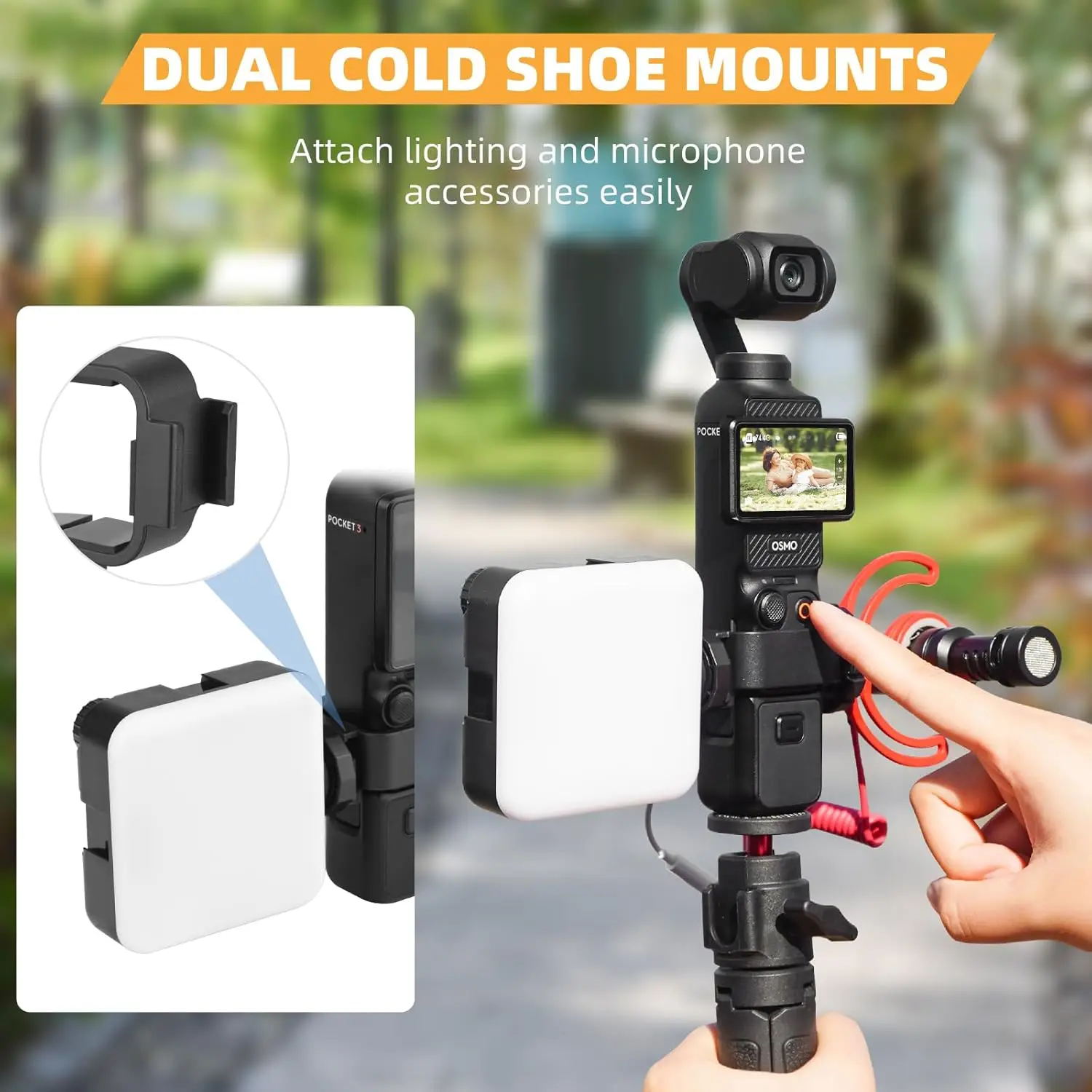 

For DJI Osmo Pocket 3 Extension Adapter Dual Cold Shoe Mount Camera Extender Frame Creator Combo Handle cameras Accessories