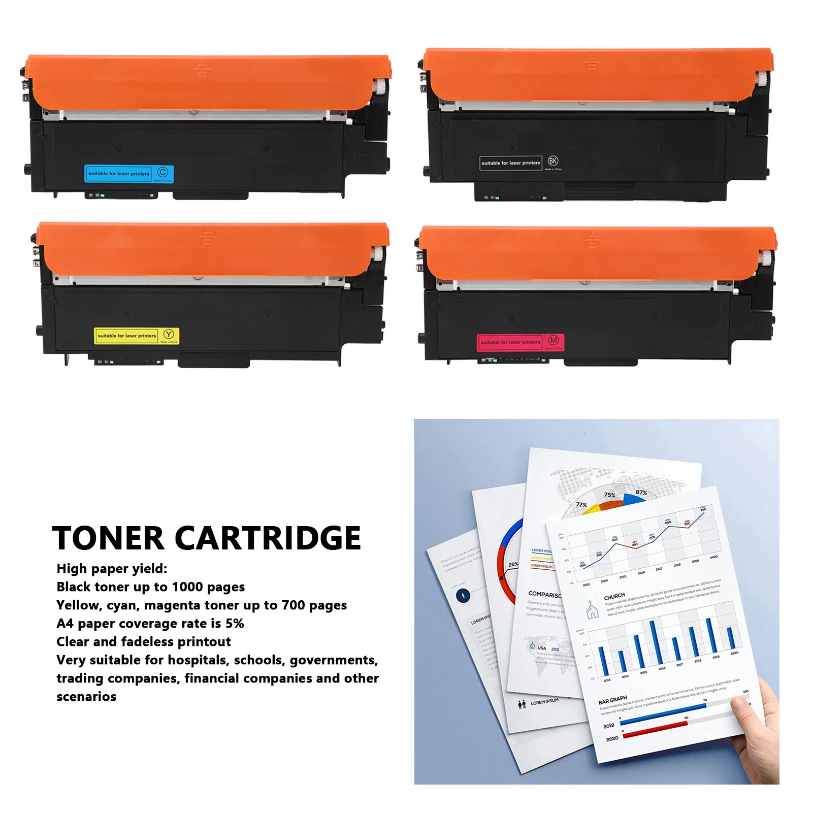 

4Pcs Toner Cartridge for HP 119A W2090A W2091A W2092A W2093A for HP Color 150a 150w 150nw Printer