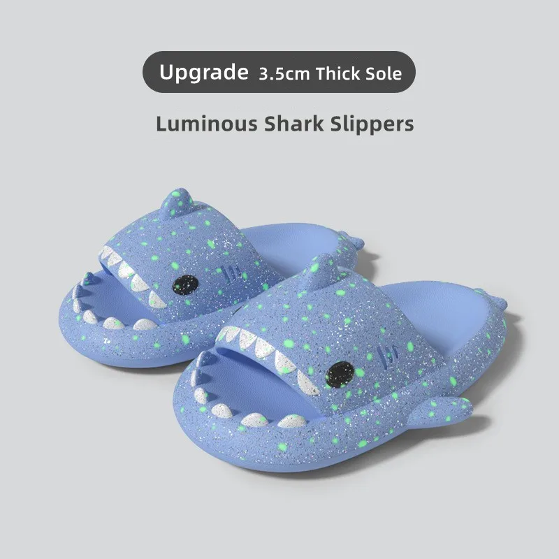 

Luminous Shark Slippers Women Soft Sandals Beach Summer Shoes Bathroom Non-slip Flip Flops Cute Cartoon Couple Outdoor EVA Flats