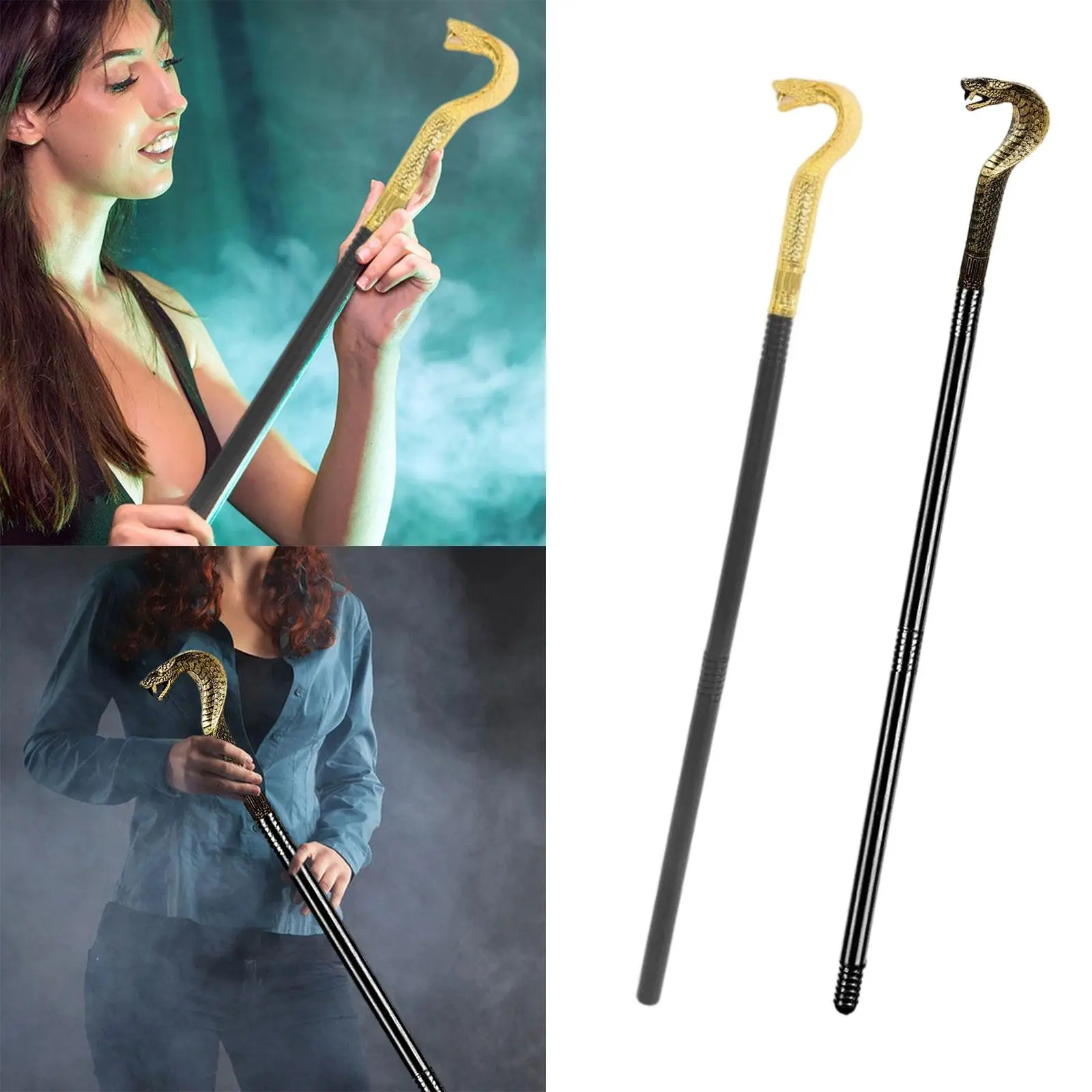 

Halloween Walking Stick Cane Snake Head Shape Prop Emperor Scepter for Wedding Birthday Themed Party Festivals Stage Performance