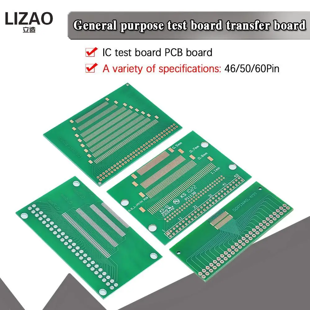 46Pin 50Pin 60Pin 2.0 0.4mm 0.5-1.0mm Pin Pitch TFT LCD SMD To DIP Adapter Board 2.54 pin space Pinboard Test Module FPC PCB