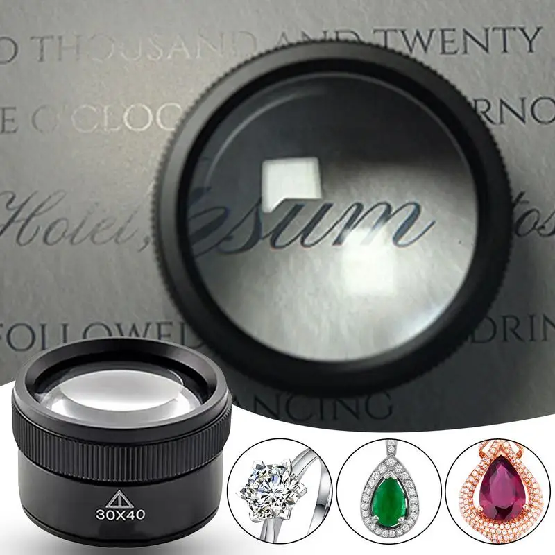 Jewelry Magnifier 30X Pocket Magnifier Glass Lightweight Coin Commemorative Optics Loupes Small Microscope Lens For Stone And