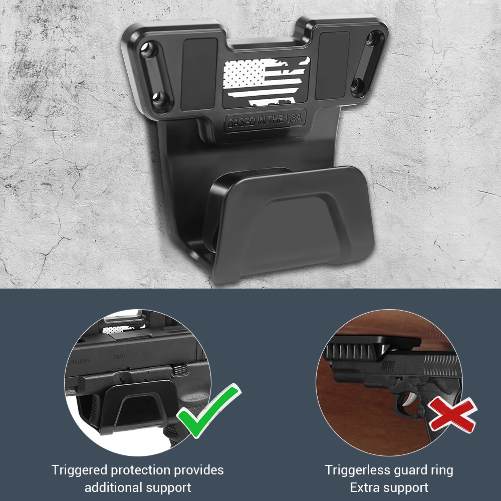 Magnetic Gun Mount with Safety Trigger Guard Protection Gun Magnet Mount Holster Gun Rack for Pistol Handgun Tactical Accessory