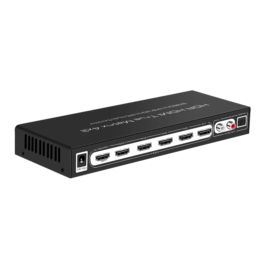 8K Switcher HDMI-compatible 2.1 Matrix 4x2  Video Splitter 4K 120Hz Audio Extractor ARC Dolby Vision Atmos 7.1 5.1 2CH Audio