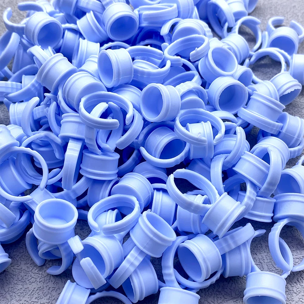 100 Uds. Taza de anillo de pegamento desechable para ventilador de pestañas soporte de pigmento de tatuaje contenedor de extensión de pestañas soporte de pegamento suministros de maquillaje