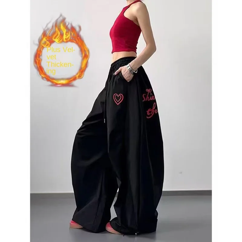 الهيب هوب الأمريكية السراويل النسائية Sweatpants المخملية وسميكة الترفيه الرياضة الجاز فاتنة الملابس اليابانية والكورية