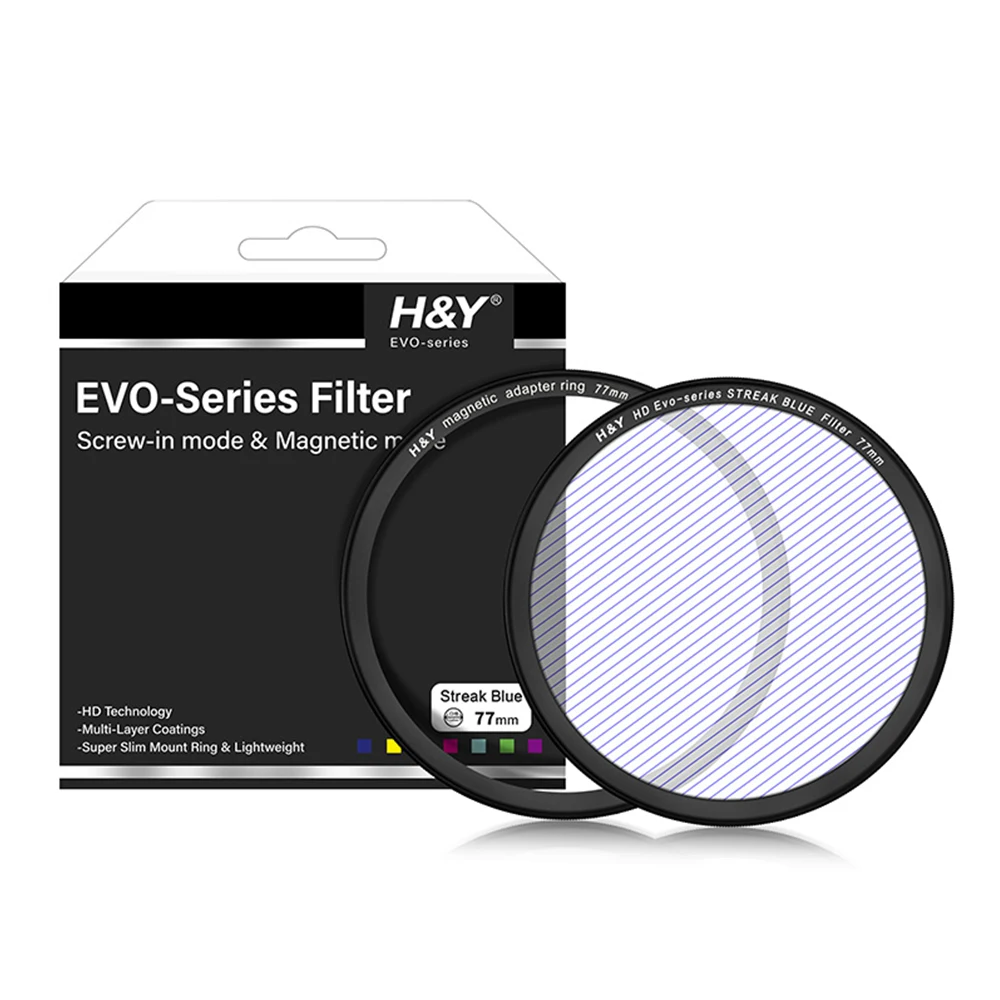 H&Y HD Evo Series Camera Lens Filters Magnetic Streak-Blue Filter Kit 67mm 72mm 77mm 82mm 95mm