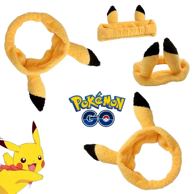 Pokemon Pikachu kafa karikatür makyaj kafa bandı geniş kenarlı elastik saç bandı yıkama yüz yumuşak kız sevimli saç aksesuarları hediyeler