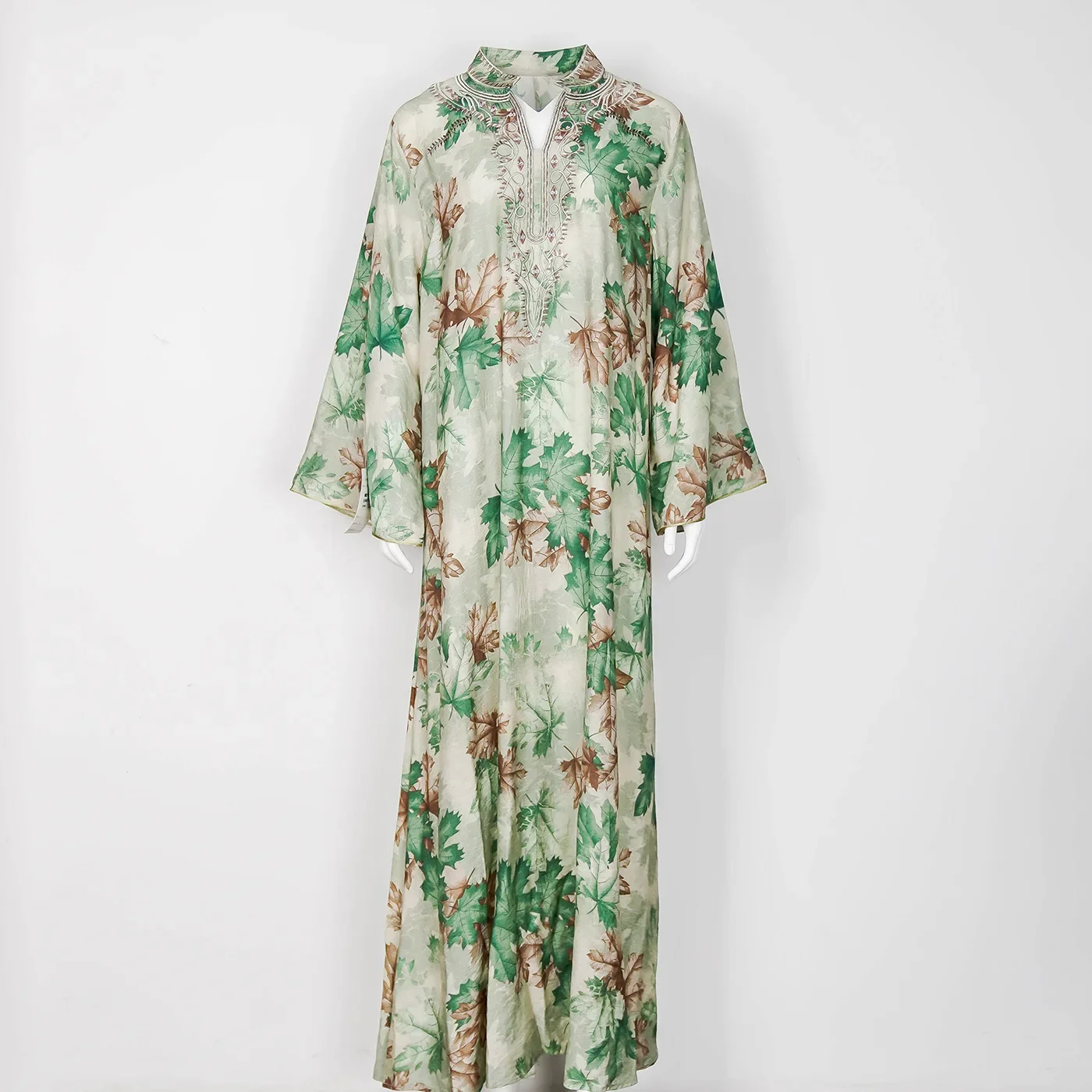 Dubai Turchia Donna Nastro dorato Ricamo Abito da sera Musulmano Jalabiya Abito ampio a maniche lunghe Abiti da festa islamici marocchini