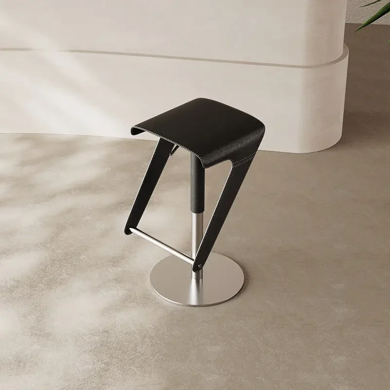 CX Modern Simple Household Saddle Leather High Chair Lifting Italian Minimalist Island Chair