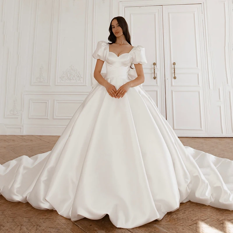 Eightree-vestidos de novia de princesa, corte en A, escote en forma de corazón, corsé de manga corta, vestido de novia blanco, vestidos de fiesta de boda personalizados