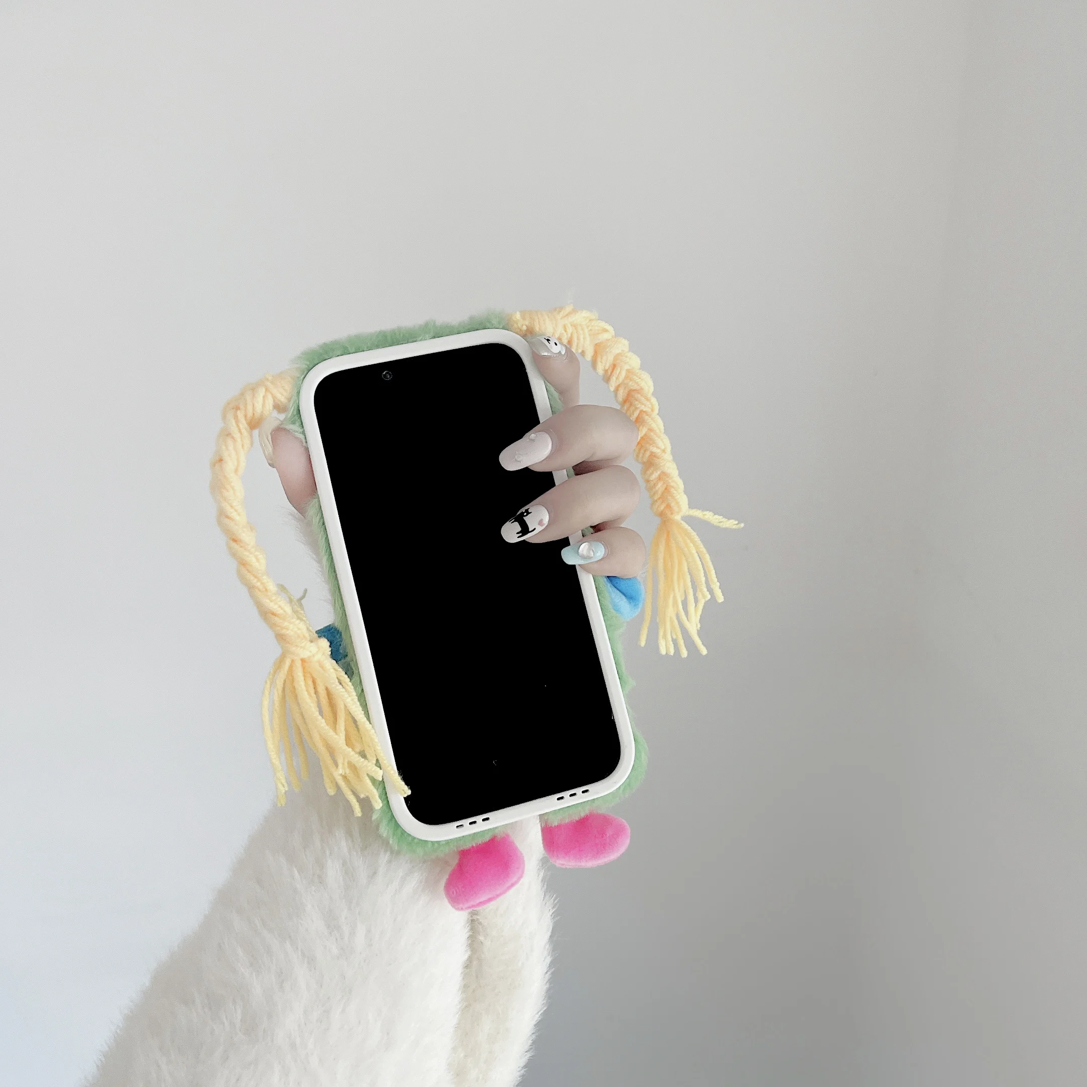 Cute Braided Girl Make Sound Phone Case For iPhone 11 12 13 14 Pro Max Soft Fur Case For iPhone15 15Pro MAX Back Cover Case